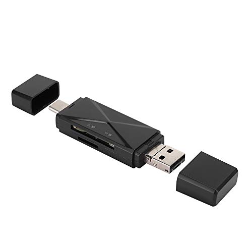5-in-1-Kartenleser, Typ-C + OTG 5-in-1-USB 2.0-Speicherkartenleser, USB 2.0-Kartenadapter mit Multifunktionsfunktion mit Zwei Kartensteckplätzen für Mobiltelefon und Computer (schwarz 2.0) von Cuifati