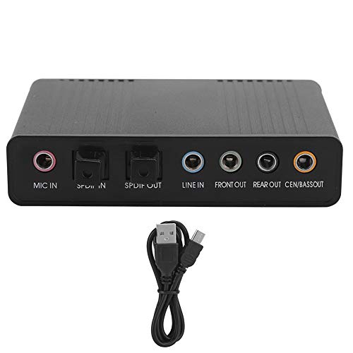 5.1 USB-Audio-Soundkarte mit SPDIF, Externer USB-Soundkarten-Adapter für PC-Laptop-Audio, Unterstützt 48/44-kHz-Abtastrate, Schwarzer Audio-Adapter für die von Cuifati