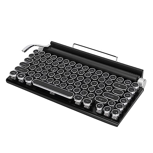 83-Tasten-Gaming-Tastatur, Gebürstete Schreibmaschinentastatur Hochfeste, Abnehmbare Punk-Tastenkappe Drahtlose Tastatur mit Tablet-Ständer für Zuhause, Schule und Café von Cuifati