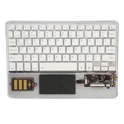 Acryl-Tastatur, Kabellos, mit Punk-Tastenkappe für Mac, Multi-Geräte-Bluetooth-Tastatur für PC, Tablet, Telefon, Computer, Kompatibel mit IOS Android Windows (White) von Cuifati