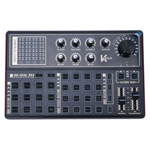 Audio -Mixer, Externe Soundkarte für Telefoncomputer 7 Lebendige LED -Farben 12 Modi, 20 Soundeffekte und 4 Sprachmodi, Soundboard für Streaming, Live, Inhaltsersteller von Cuifati