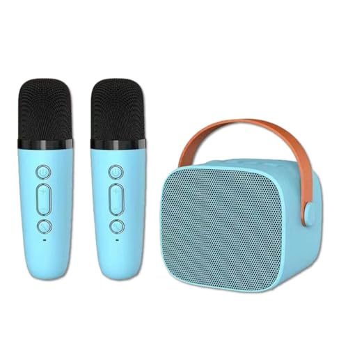 Bluetooth-Karaoke-Maschine für Erwachsene und Kinder, Tragbarer Stereo-Sound-Retro-Lautsprecher mit 2 Kabellosen Mikrofonen, Bluetooth 5.3-Sing-Karaoke-Set für Heimparty, KTV (Blau) von Cuifati