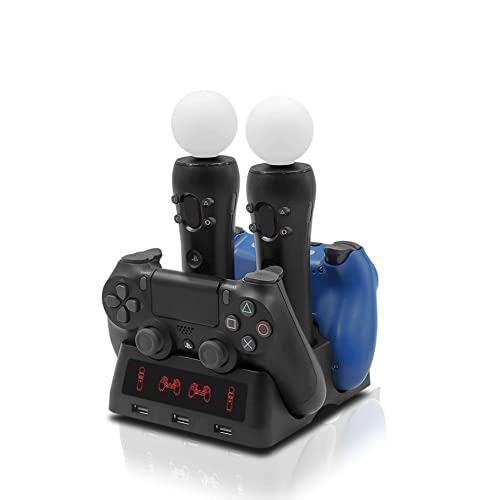 Controller-Ladegerät -Ladestation Schnellladeadapter, Multifunktionale Ladestation für / MOVE/ VR-Controller mit LED-Anzeige von Cuifati