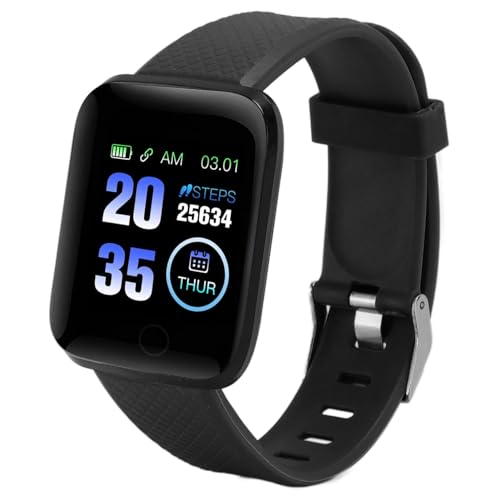 Cuifati 1,3-Zoll-Smartwatch fürIOS, Wasserdichter Fitness-Tracker, Schrittzählung, Musikwiedergabe, Anruferinnerung, Nachrichtenerinnerung, Stilvolles Design, wasserdichte IP67-Uhr (Black) von Cuifati