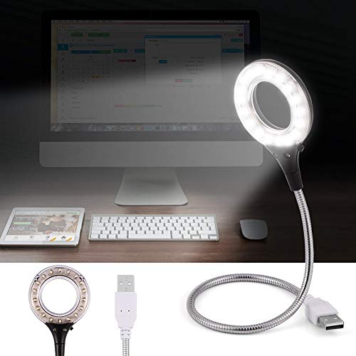 Cuifati 1,5 W Tragbare USB-LED-Lampe 360 ° Volle Rotationslampe mit 18 Weißen LED-Lampenbirnen, Frei Biegen und Den Betrachtungswinkel Anpassen, für PC/Desktop/Laptop (Schwarz) von Cuifati