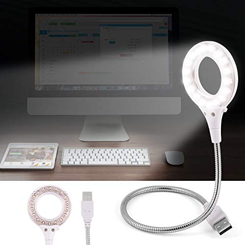 Cuifati 1,5 W Tragbare USB-LED-Lampe 360 ° Volle Rotationslampe mit 18 Weißen LED-Lampenbirnen, Frei Biegen und Den Betrachtungswinkel Anpassen, für PC/Desktop/Laptop (Weiss) von Cuifati