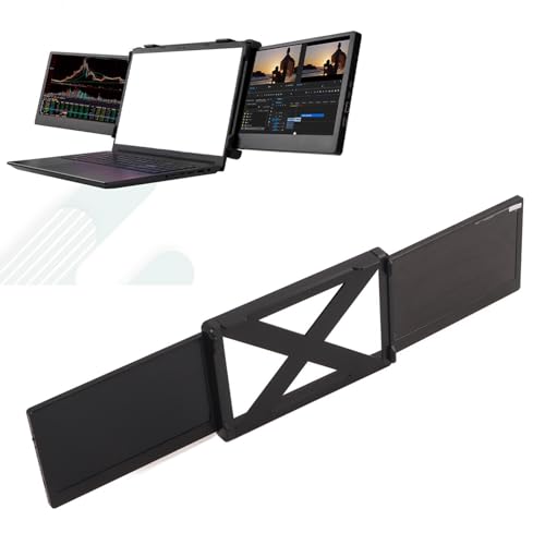 Cuifati 11,6-Zoll-Dual-Screen-FHD-IPS-Laptop-, 60 Hz Bildwiederholfrequenz, 178° Breiter Betrachtungswinkel, Plug-and-Play, Tragbar und Kompakt mit Verstellbarem Ständer, für von Cuifati