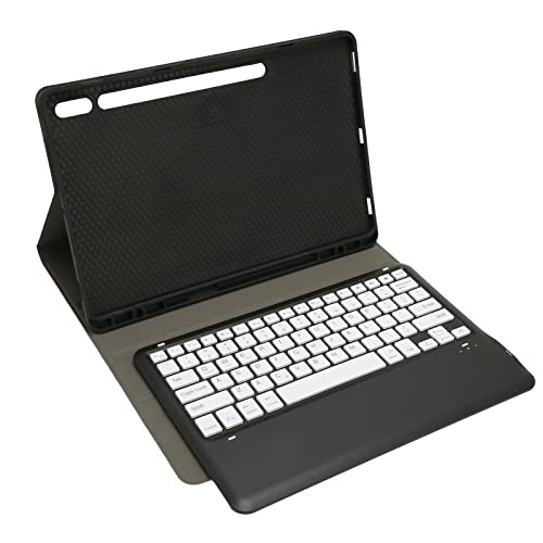 Cuifati 12,4-Zoll-Tastaturhülle mit Kabelloser Tastatur, Stiftschlitzdesign, Verstellbarer Ständer, Schwarze Hülle für S8 Plus S7 FE S7 Plus, Präzise Ausschnitte, Breite Kompatibilität von Cuifati