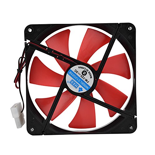 Cuifati 140mm Geräuscharmer Lüfter für Computerkühlung, DC 12V 2300RPM PC-Gehäuselüfter (schwarz + Rot) von Cuifati