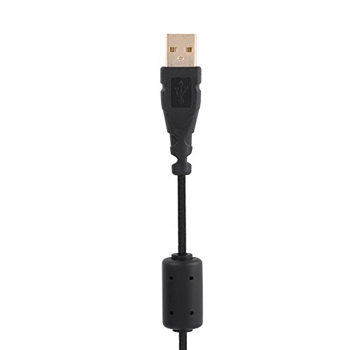 Cuifati 2 M Universelles Mauskabelersatz mit Vergoldetem USB-Anschluss und 5-poligem Anschluss Erhältlich für Microsoft- oder Logitech-Maus (Pures Schwarz) von Cuifati