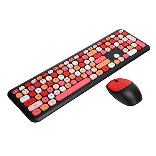 Cuifati 2.4G Wireless Keyboard Maus Set FN + Multimedia Composite-Taste Handgefühl Angenehm Schönes Aussehen (666 Kabelloses Set in Schwarz, gemischte Farben) von Cuifati