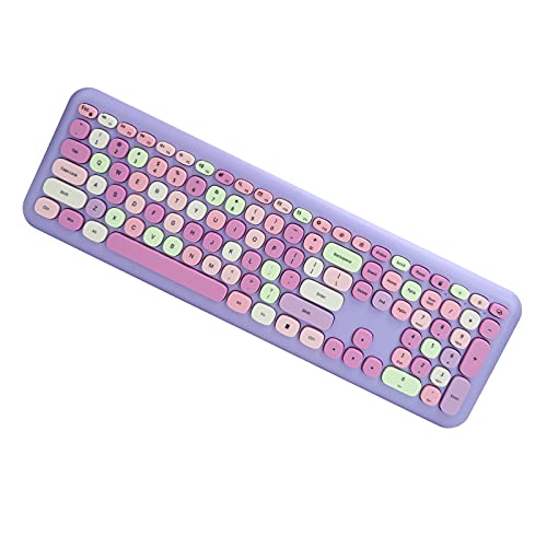 Cuifati 2.4G Wireless Keyboard Maus Set FN + Multimedia Composite-Taste Handgefühl Angenehm Schönes Aussehen (666 Kabelloses Set in lila, gemischter Farbe) von Cuifati