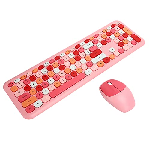 Cuifati 2.4G Wireless Keyboard Maus Set FN + Multimedia Composite-Taste Handgefühl Angenehm Schönes Aussehen (666 Kabelloses Set in rosa gemischten Farben) von Cuifati