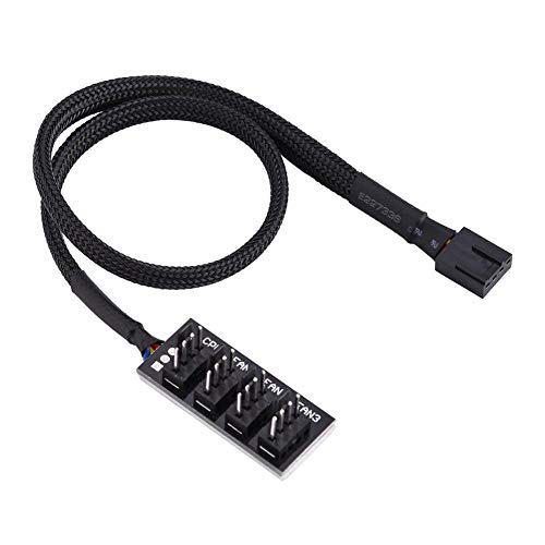 Cuifati 4-poliger Computer-CPU-Lüfter-Hub, PC-CPU-Kühlung 4-PIN/3-PIN-Lüfter-Stromkabel-Hub Multi-Splitter-Anschlusskabel Adapter für 12-V-Desktop-Computer-Kühlergehäuse-Lüfter 15 Zoll von Cuifati