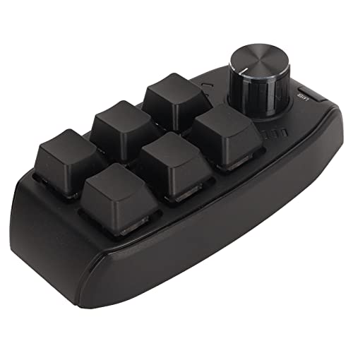 Cuifati 6-Tasten-Makrotastatur, Einhändig Programmierbare Mechanische Tastatur, Multifunktionale Gaming-Tastatur mit Knopf, USB- oder BT-Anschluss, Plug-and-Play (Schwarz) von Cuifati