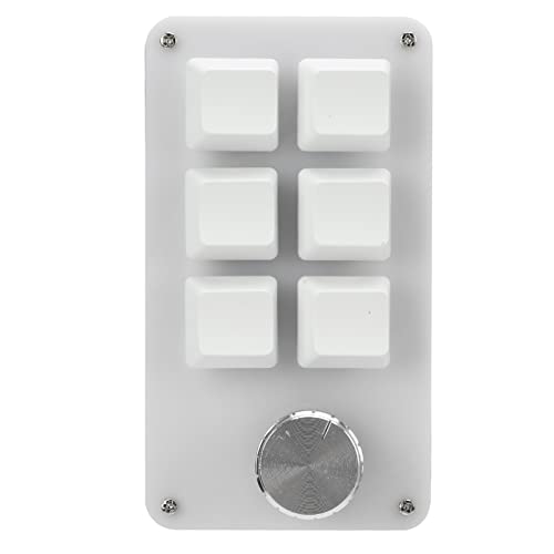 Cuifati 6-Tasten-Tastatur mit Knopf, mechanische Einhand-Gaming-Tastatur, mit 6 vollständig programmierbaren Tasten, für, für Vista, für, für Macos(Schwarz-Weiss) von Cuifati