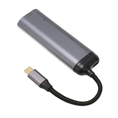 Cuifati 6-in-1-USB-C-Hub-Adapter, Typ-C-Stecker auf VGA-HD-Multimedia-Schnittstelle, 100 W Schnellladung, Multi-Port-Dockingstation für Mobiltelefone, Laptops, Desktop-Computer, Tablets von Cuifati