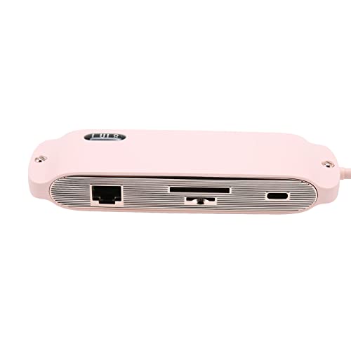 Cuifati 8-in-1-USB-C-Dockingstation, USB-C-Hub Typ-C-Multiport-Adapter für Zwei Monitore, Laptop-USB-C-Dongle mit 100 W PD 4K HDMI USB3.0 2 USB2.0 RJ45 SD-TF-Kartenleser-Steckplatz, (Rosa) von Cuifati