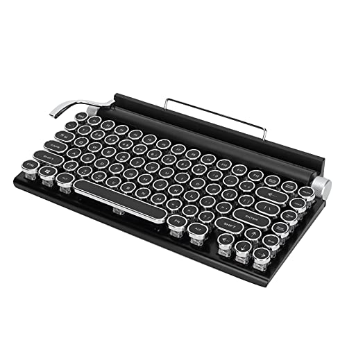 Cuifati 83-Tasten-Gaming-Tastatur, Retro-Punk-Schreibmaschinen-Stil Hochfeste, abnehmbare Punk-Keycap-Funktastatur mit Tablet-Ständer für Spiele und Büro von Cuifati