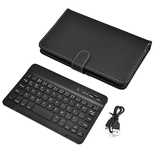 Cuifati Bluetooth-Tastatur und -Hülle, 2 in 1 Elegante Folio-Standetui-Hülle + abnehmbare 3.0-Bluetooth-Tastatur für 4,5 "-6,8" Android-, Windows- und iOS-Telefone(Schwarz) von Cuifati