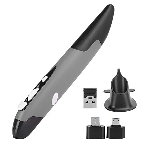 Cuifati Computer-Stift-Maus, USB-Computer-Stylus PC-Teile Drahtlose Maus, Stift-Typ Personalisierte Innovative vertikale, ergonomische Stift-Maus für Windows/Android/Linux/OS X.(Grau) von Cuifati