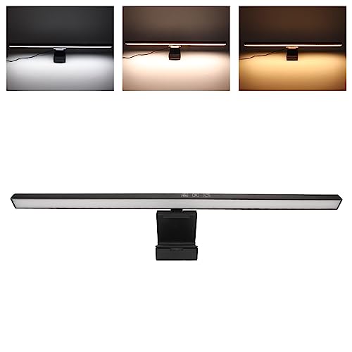 Cuifati Computermonitor-Lichtleiste, 3 Farbmonitor-LED-Leuchten (2900/4000/5000 K) mit Stufenlosem Berührungsschalter, Typ-C-Augenschutz-Monitorleuchte für Gaming und Arbeit (Black) von Cuifati