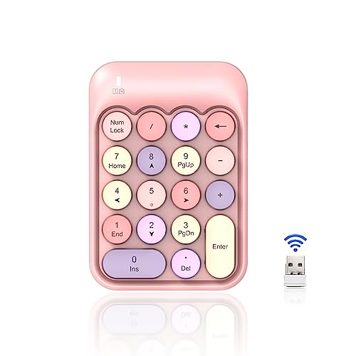 Cuifati Drahtlose Nummern Pads, 18 Tasten 2,4G Drahtlose Numerische Tastatur, Ruhiges Design Soft Press Touch, Buntes Niedliches USB-Nummern Pad, Externe Numpad-Tastatur für (Rosa) von Cuifati