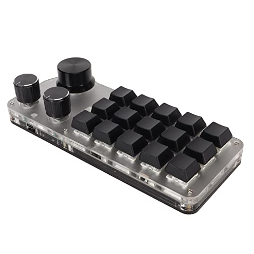 Cuifati Einhändige Makro-mechanische Tastatur, 15 Tasten, 3 Knöpfe, Programmierbare Kleine Tastatur, Kabelgebundenes Bluetooth 2,4 G, Kabellos, DREI Modi, DIY-Makro-Tastatur für Gaming von Cuifati