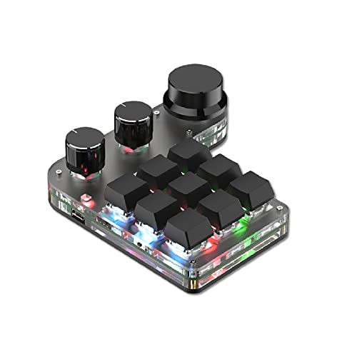 Cuifati Einhändige Mechanische Tastatur, 9 Tasten, 3 Knöpfe, Programmierbare -Tastatur mit RGB-Hintergrundbeleuchtung, Bluetooth-Makro-Tastatur, Benutzerdefinierte von Cuifati