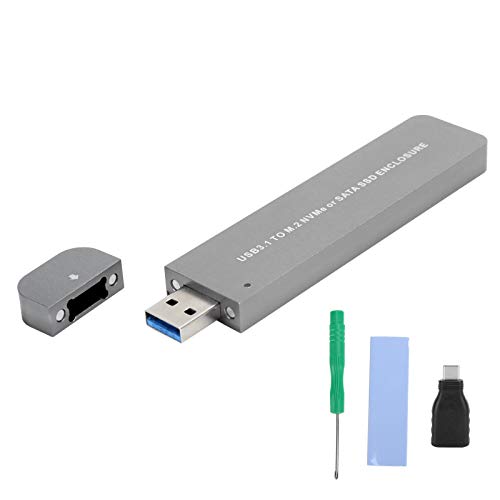 Cuifati Festplattenbox, Festplattengehäuse aus Aluminiumlegierung USB3.1 bis M.2 NVME/SATA SSD-Gehäuse Netzwerkadapter Einfache werkzeuglose Installation von Cuifati