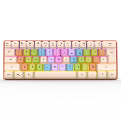 Cuifati Gaming-Tastatur für Mädchen, 60 Prozent Tastaturfarbe, niedliche Tastatur mit RGB, kabelgebundene mechanische Tastatur für Gaming Office Aprikose von Cuifati