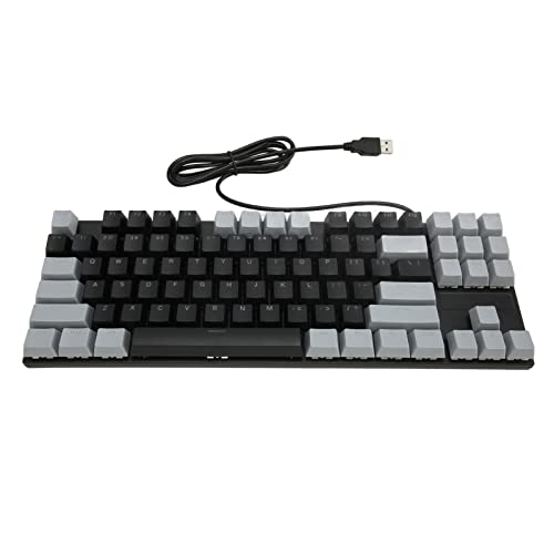 Cuifati Gaming-Tastatur mit 87 Tasten, RGB-Hintergrundbeleuchtung, Ergonomische Tastatur, Kabelgebundene USB-Tastatur Plug-and-Play für Laptop-Desktop-PC (Kabel schwarz grau) von Cuifati