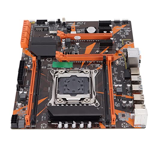 Cuifati Intel X99 LGA2011‑3 Desktop-Motherboard, 4-Kanal-DDR4-Gaming-Motherboard mit 8 SATA-, 1 M.2-Steckplätzen, 3 PCI-E X16-Grafikkartensteckplätzen, RJ45-Netzwerk von Cuifati