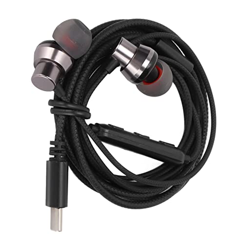 Cuifati Kabelgebundene USB-C-Kopfhörer, Geräuschisolierende Typ-C-Ohrhörer mit Mikrofon, Kabelgebundene In-Ear-Kopfhörer mit Lautstärkeregelung, Kompatibel mit Den Meisten(Typ-C schwarz 1,2m) von Cuifati