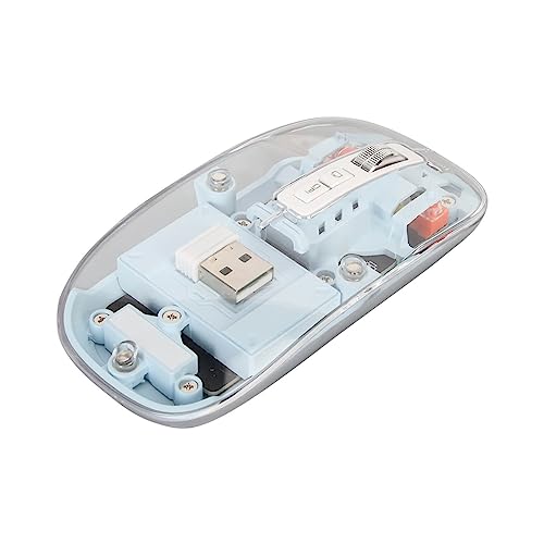 Cuifati Kabellose Bluetooth-Maus, BT5.1 2,4 G Dual-Modus, Mechanische Gaming-Mäuse, Vollständig Transparente, Leise Maus, Coole Wiederaufladbare USB-Computermaus mit Bunten Atemlichtern von Cuifati