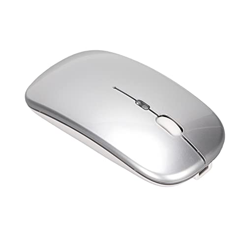 Cuifati Kabellose Maus 2.4G/Bluetooth Dual Mode, 1600 DPI Einstellbare Gaming-Maus Stummschalten 4Key Ergonomische Maus mit LED (Silber) von Cuifati