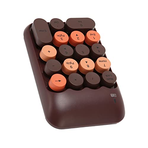 Cuifati Kabellose Numerische Tastatur, 18 Tasten, Retro-Farbe, Runde Tastenkappen mit USB-Empfänger, Multifunktional, Schön, Automatischer Ruhezustand, Kompatibel für Laptop, (Kaffeefarbe) von Cuifati