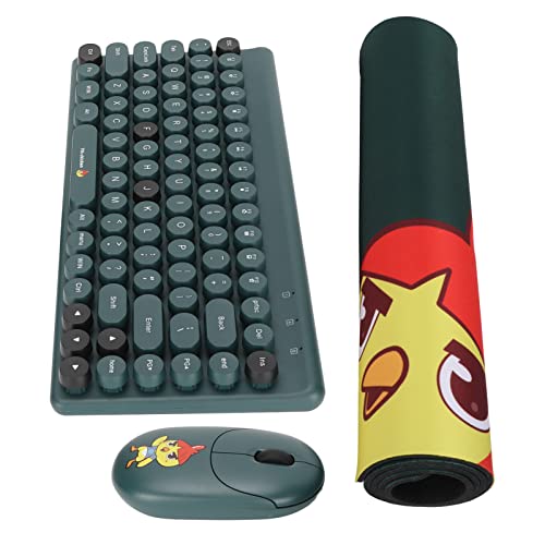 Cuifati Kabellose Tastatur-Maus-Kombination, 86 Tasten, Runde Tastenkappe, Tastatur-Maus-Set, Mechanische Gaming-Tastatur, Optische Maus mit 1200 DPI, Mauspad (Grün) von Cuifati