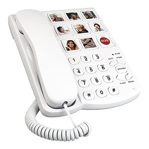 Cuifati LD‑858HF Großtastentelefon, Schnurgebundenes Festnetztelefon für Senioren, Vorgespeicherte Nummer, Batterie Erforderlich, Verstärkte Telefone für ältere Menschen von Cuifati