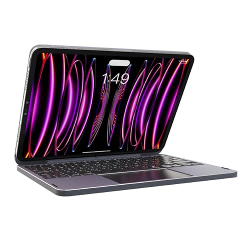 Cuifati Magnetische Tastaturhülle für Air 13 Zoll M2 2024 und Pro 12,9 Zoll 3/4/5/6. Generation, Gehäuse aus Aluminiumlegierung mit Multi-Touch-Trackpad, Verstellbarer von Cuifati