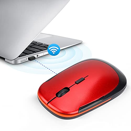 Cuifati Maus Kabellos Wireless Mouse Ultradünne Für PC Laptop, Microsoft Pro, Office Home (Rot) von Cuifati