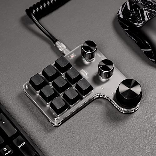 Cuifati Mechanische Einhand-Gaming-Tastatur mit 9 Tasten, Tastatur, Programmierbare Makrotastatur mit 3 Knöpfen, USB-Shortcut-Multifunktionstastatur für PC-Computerspiele von Cuifati