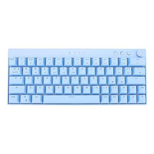Cuifati Mechanische Kabellose Gaming-Tastatur mit 64 Tasten (, 2,4 GHz, Verkabelt), Blaue N-Key-Rollover-Gaming-Tastatur mit Knob RGB, Wiederaufladbarer 1800-mAh-Akku, Verkabelte (Roter Schalter) von Cuifati