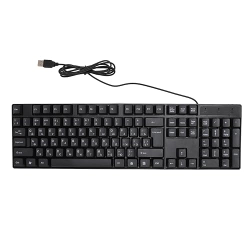 Cuifati Minderheitensprachentastatur, K1800, Kabelgebundene Tastatur mit 104 Tasten und 4,9 Fuß Langem Kabel, Ergonomische, Ultradünne, Leichte, Leise Tastaturen für den (Russisch) von Cuifati