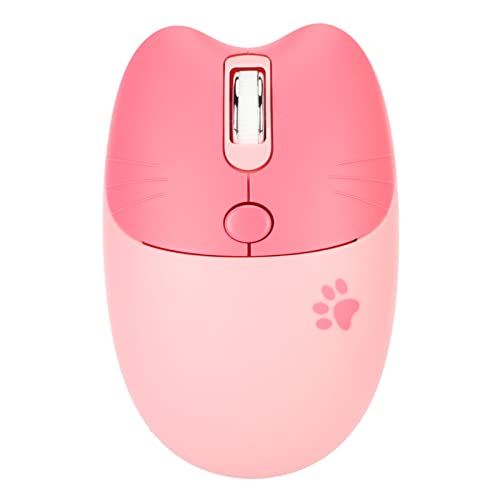 Cuifati Niedliche Kabellose Katzenmaus, 2,4 G Leise Laptop-Mäuse, Niedliche Tragbare 3-Stufen-DPI-Computermaus, Kabellose USB-Mäuse für Laptop-PC-Computer-Desktop (PINK) von Cuifati