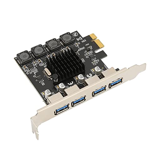 Cuifati PCIE-zu-USB-Erweiterungskarte, 5 Gbit/s Hochgeschwindigkeits-Selbstversorger 4 USB 3.0-Ports, PCIE USB3.0-Hub-Controller-Adapter für Win für Linux von Cuifati