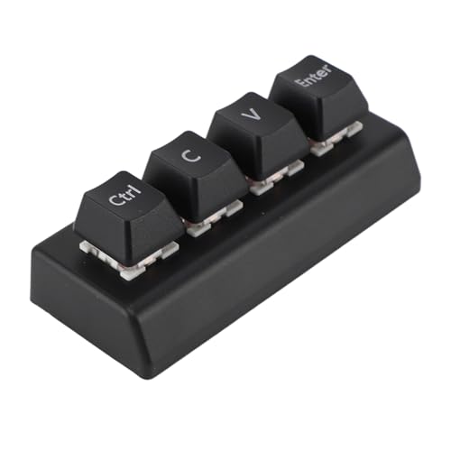 Cuifati Programmierbare Mechanische -Tastatur, 4 Tasten, USB-Kabel, Gaming-Büromedien, Roter Schalter Strg C V Enter (Black) von Cuifati