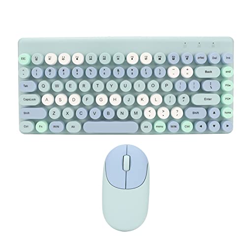 Cuifati Punk Keyboard Mouse Combo, 86 Tasten Wireless Keyboard 1200 DPI Mixed Color Mouse für PC Gaming Laptop (Blau) von Cuifati