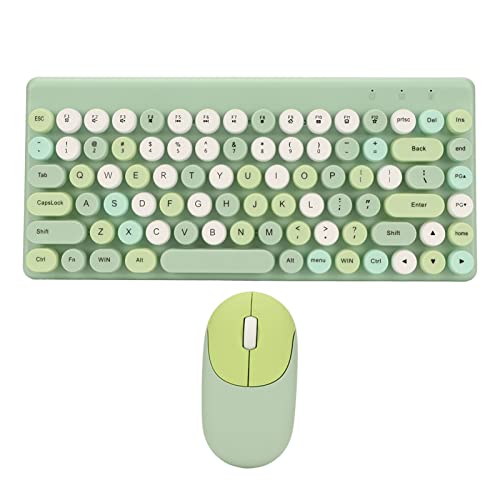 Cuifati Punk Keyboard Mouse Combo, 86 Tasten Wireless Keyboard 1200 DPI Mixed Color Mouse für PC Gaming Laptop (Grün) von Cuifati