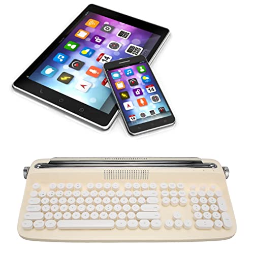 Cuifati Retro-Schreibmaschinentastatur, 104 Tasten, Bluetooth-Tastatur mit Tablet-Ständer, Kabellose PC-Tastatur für Laptops, Smartphones, 12 Funktions-Hotkeys, für Win für Android für IOS (Gelb) von Cuifati